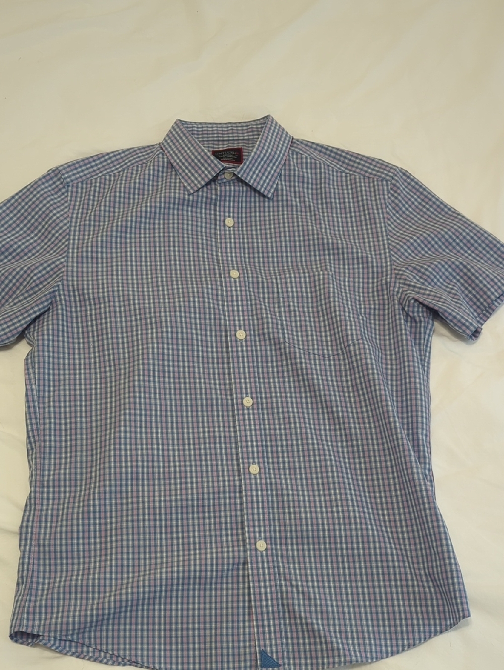 UNTUCKit Short-Sleeve Check Shirt in Blue and White